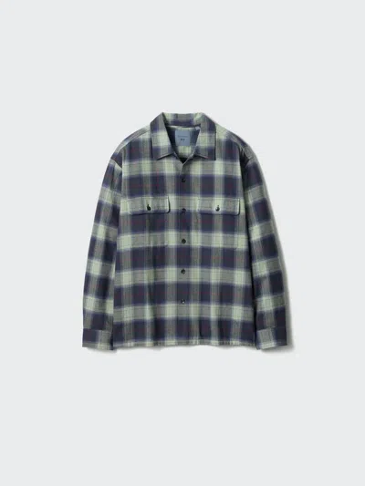 Uniqlo Men's Flannel Shirt, Navy, 2xs In Gray