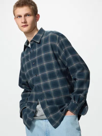 Uniqlo Men's Flannel Shirt Ombre Check, Blue, 2xs
