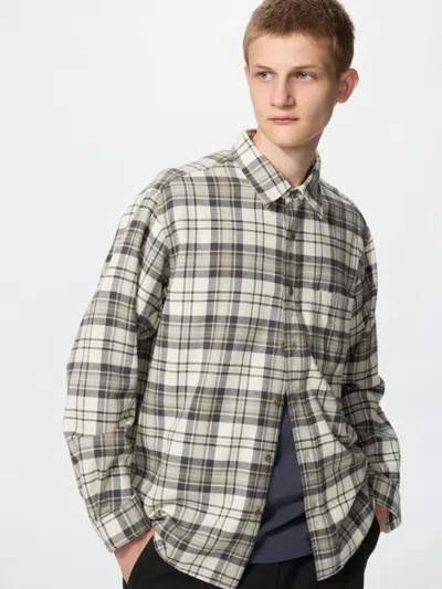 Uniqlo Men's Flannel Shirt Tartan Check, Natural, 2xs In Multi