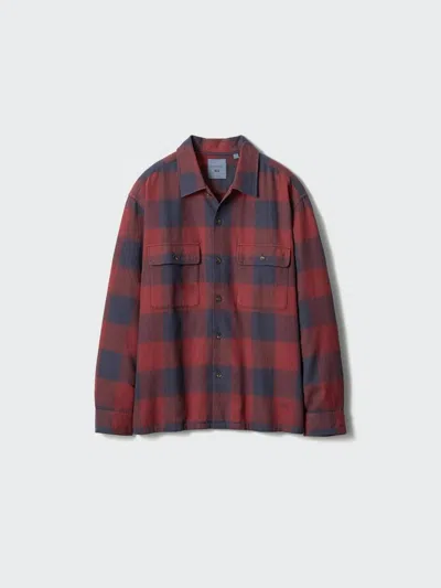 Uniqlo Men's Flannel Shirt, Wine, 2xs In Multi