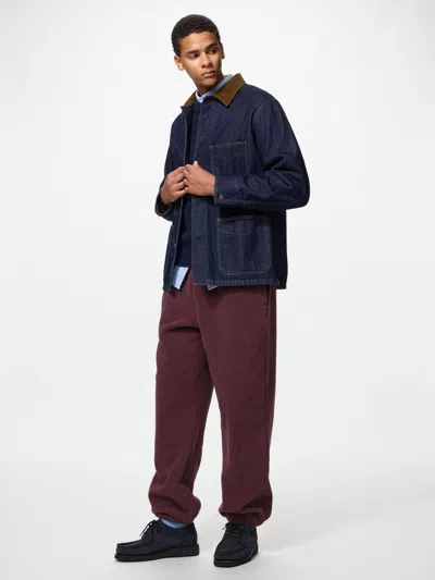 Uniqlo Men's Fleece Jogger Pants, Wine, Xs In Blue