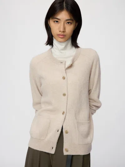 Uniqlo Men's Fluffy Cashmere Relaxed Cardigan, Beige, 2xs In Neutral
