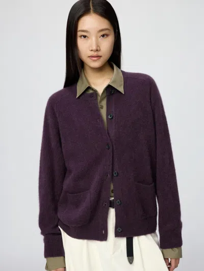 Uniqlo Men's Fluffy Cashmere Relaxed Cardigan, Purple, 2xs