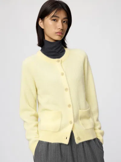 Uniqlo Men's Fluffy Cashmere Relaxed Cardigan, Yellow, 2xs