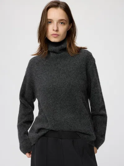 Uniqlo Men's Fluffy Cashmere Relaxed V-neck Sweater, Dark Gray, 2xs