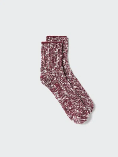 Uniqlo Men's Half Socks Slub Yarn With Deodorizing, Wine, Us8-us11