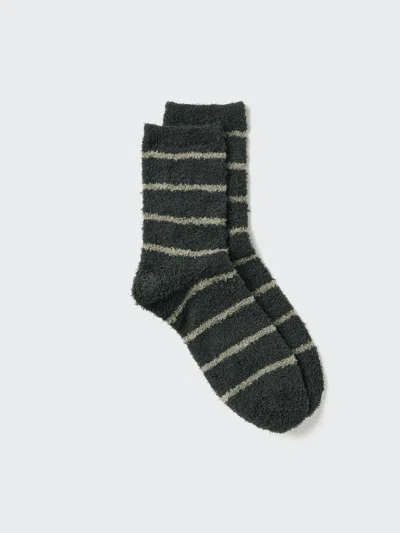 Uniqlo Men's Heattech Fluffy Striped Socks With Deodorizing, Black, Us8-us11 In Multi