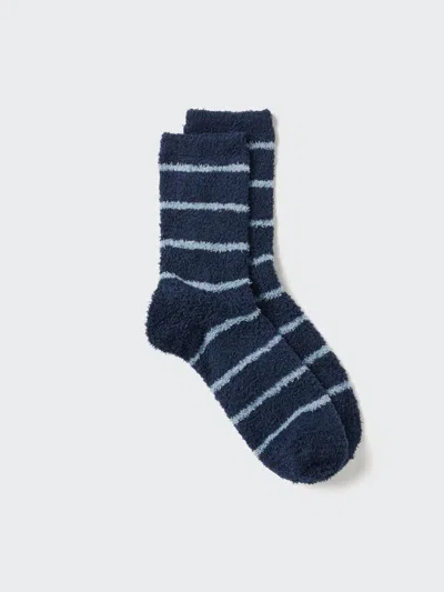 Uniqlo Men's Heattech Fluffy Striped Socks With Deodorizing, Blue, Us8-us11
