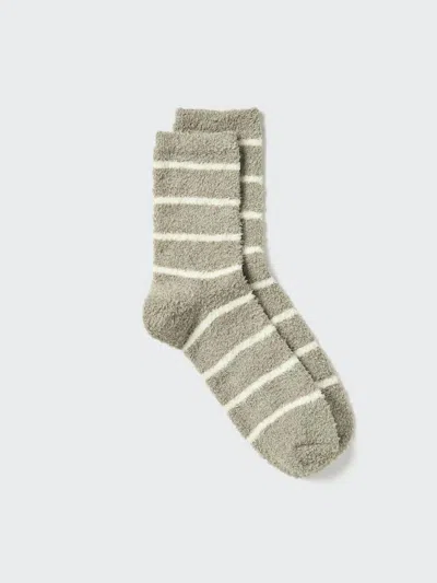 Uniqlo Men's Heattech Fluffy Striped Socks With Deodorizing, Gray, Us8-us11