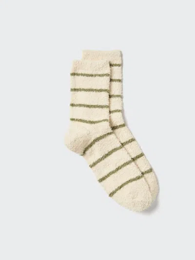 Uniqlo Men's Heattech Fluffy Striped Socks With Deodorizing, Natural, Us8-us11