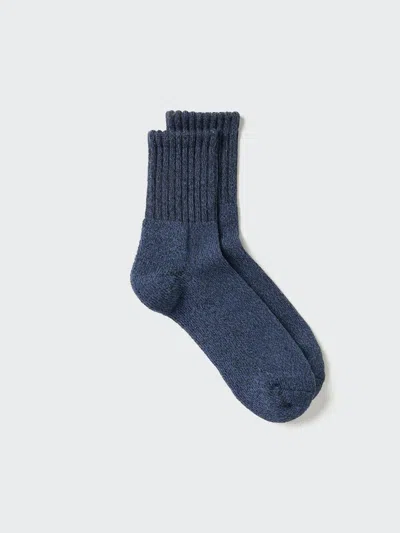 Uniqlo Men's Heattech Half Socks Pile Soft Fit With Deodorizing, Navy, Us8-us11