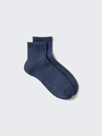 Uniqlo Men's Heattech Pile Lined Half Socks With Deodorizing, Blue, Us8-us11