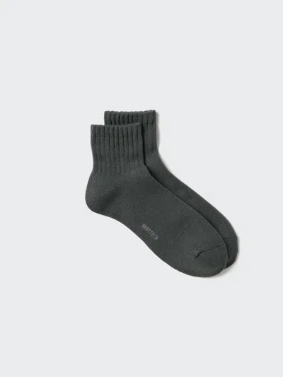 Uniqlo Men's Heattech Pile Lined Half Socks With Deodorizing, Dark Gray, Us8-us11
