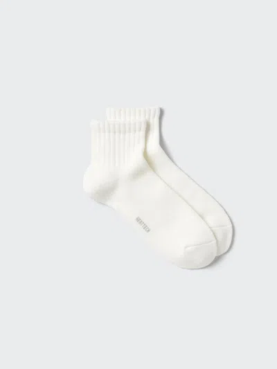 Uniqlo Men's Heattech Pile Lined Half Socks With Deodorizing, Off White, Us8-us11