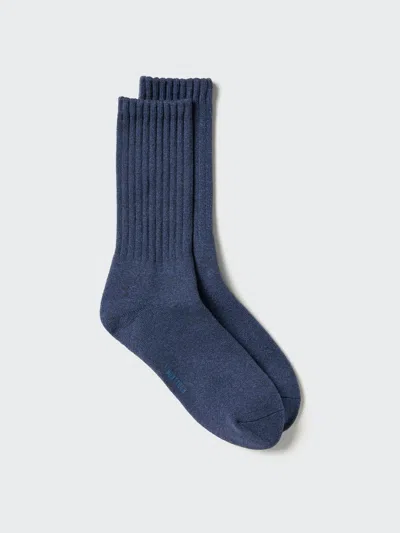 Uniqlo Men's Heattech Pile Lined Socks, Blue, Us8-us11