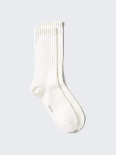 Uniqlo Men's Heattech Pile Lined Socks, Off White, Us8-us11