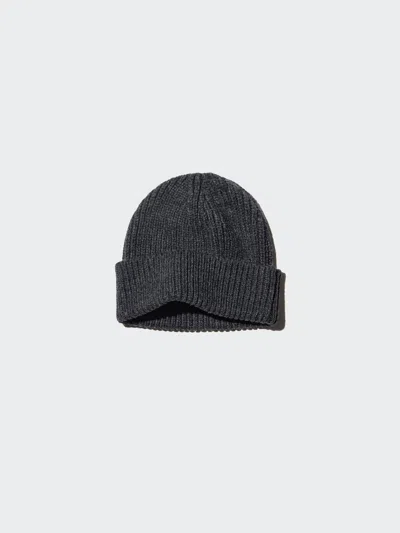 Uniqlo Men's Heattech Ribbed Beanie, Dark Gray