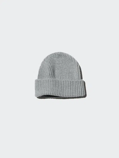 Uniqlo Men's Heattech Ribbed Beanie, Gray