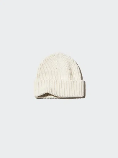 Uniqlo Men's Heattech Ribbed Beanie, Off White