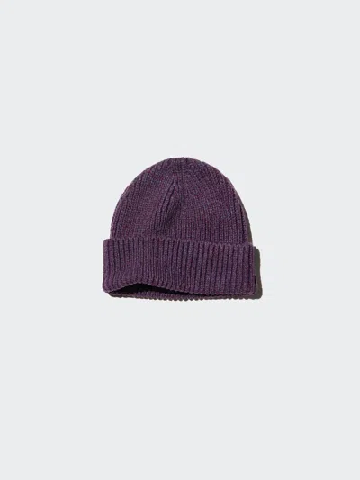 Uniqlo Men's Heattech Ribbed Beanie, Purple