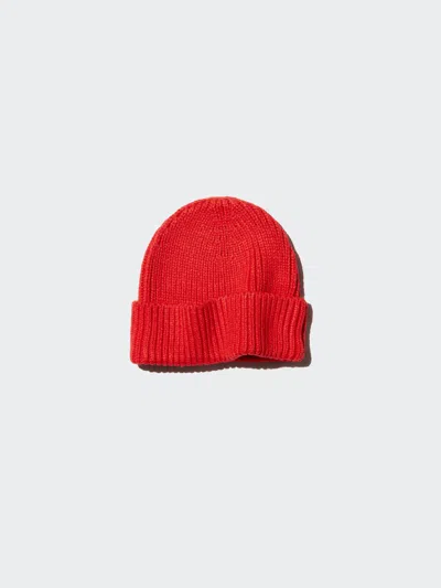 Uniqlo Men's Heattech Ribbed Beanie, Red