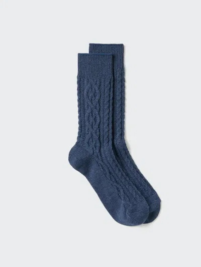 Uniqlo Men's Heattech Socks Cable With Deodorizing, Blue, Us8-us11