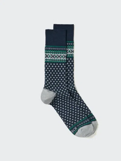 Uniqlo Men's Heattech Socks With Deodorizing, Navy, Us8-us11 In Blue