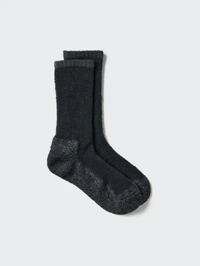 Uniqlo Men's Heattech Soft Pile Heather Socks, Black, Us8-us11