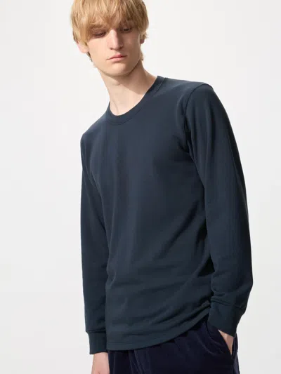 Uniqlo Men's Heattech T-shirt With Moisture-wicking Navy 3xl  Us In Blue