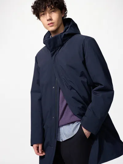Uniqlo Men's Hybrid Down Coat, Navy, Xs In Blue