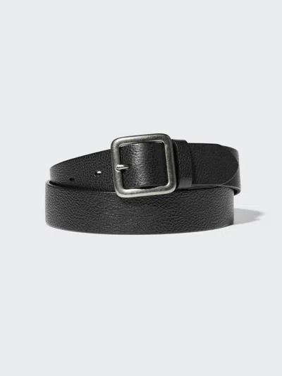 Uniqlo Men's Italian Leather Garrison Belt, Black, Medium