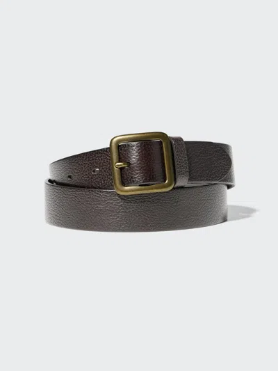 Uniqlo Men's Italian Leather Garrison Belt, Dark Brown, Medium