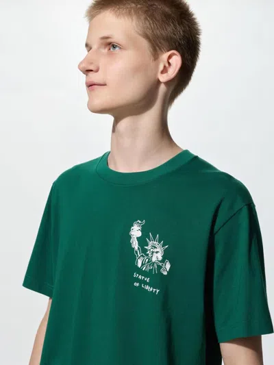 Uniqlo Men's Jason Polan Ut Graphic T-shirt, Dark Green, 2xs