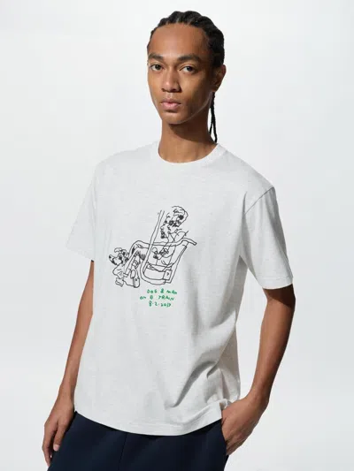 Uniqlo Men's Jason Polan Ut Graphic T-shirt, Light Gray, 2xs