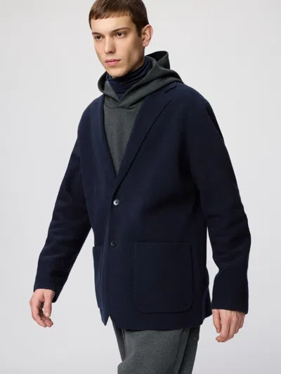 Uniqlo Men's Knitted Jacket, Navy, 2xs In Blue