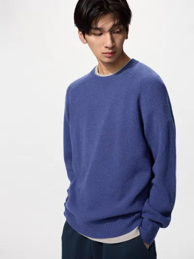 Uniqlo Men's Lambswool Sweater, Blue, 2xs