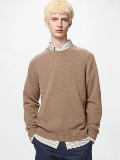 Uniqlo Men's Lambswool Sweater, Brown, 2xs