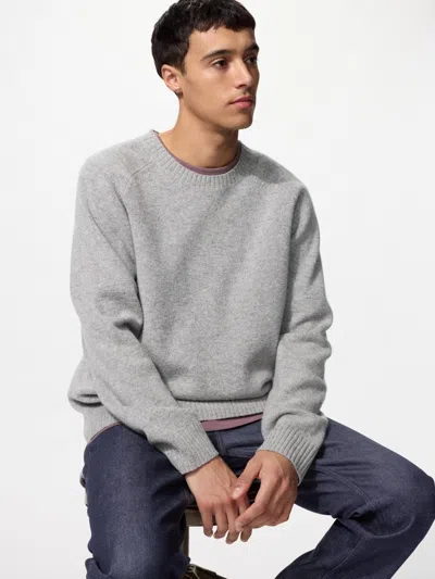 Uniqlo Men's Lambswool Sweater, Gray, 2xs