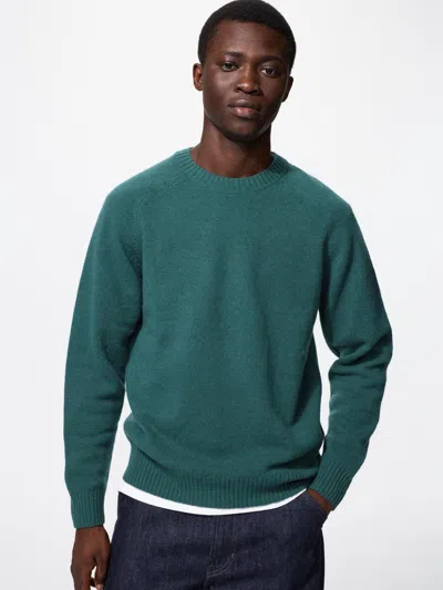 Uniqlo Men's Lambswool Sweater, Green, 2xs