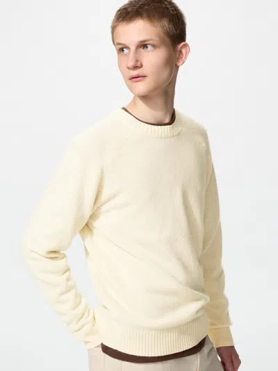 Uniqlo Men's Lambswool Sweater, Natural, 2xs In Nude