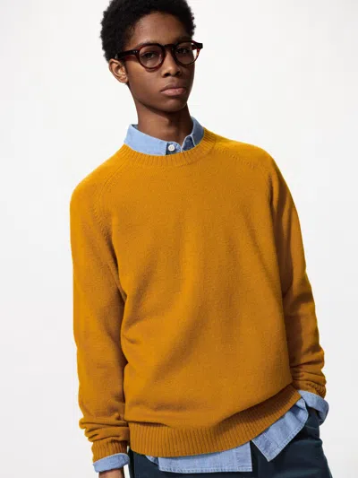 Uniqlo Men's Lambswool Sweater, Yellow, 2xs