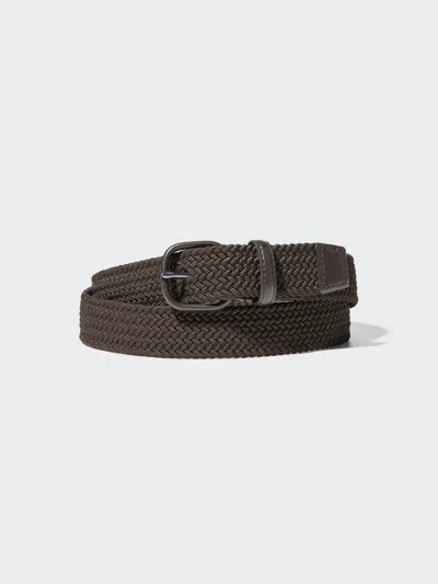 Uniqlo Men's Leather Combination Mesh Belt Brown Xl  Us