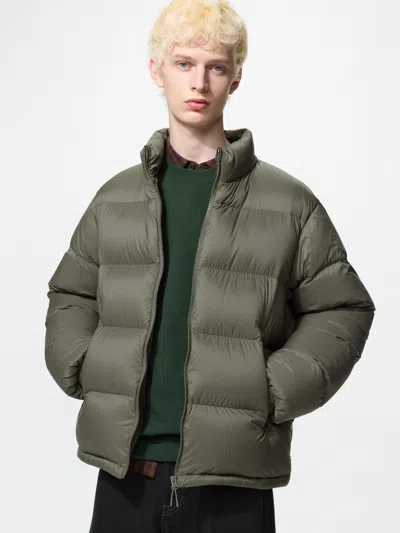 Uniqlo Men's Light Down Volume Jacket, Olive, Xs In Purple