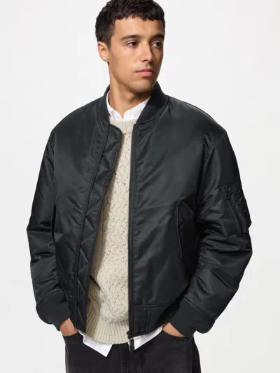 Uniqlo Men's Ma-1 Blouson Jacket, Black, Xs