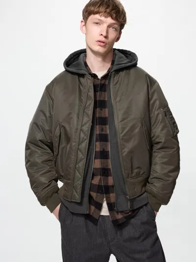 Uniqlo Men's Ma-1 Blouson Jacket, Dark Brown, Xs