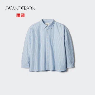 Uniqlo Men's Oxford Oversized Shirt Striped, Blue, 2xl