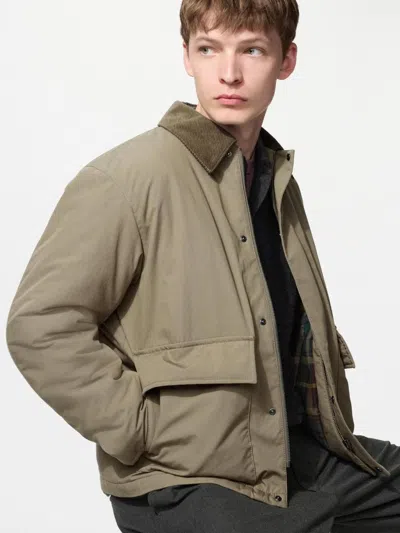 Uniqlo Men's Padded Short Blouson Jacket, Khaki, Xs In Nude