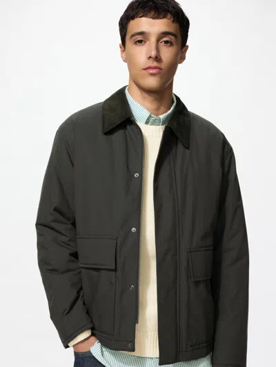 Uniqlo Men's Padded Short Blouson Jacket, Olive, Xs In Brown
