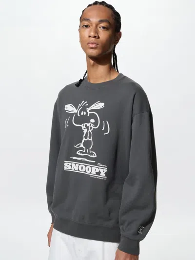 Uniqlo Men's Peanuts Sweatshirt, Dark Gray, 2xs