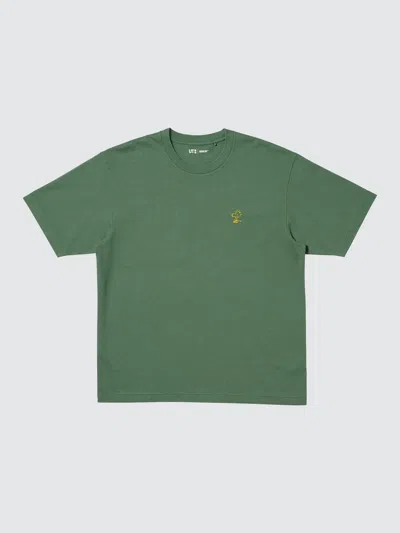 Uniqlo Men's Peanuts Ut Graphic T-shirt, Olive, 3xl In Green